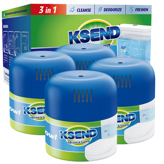 Ksend Toilet Bowl Cleaners - 4 Pack, Long-Lasting & Recyclable Toilet Cleaner Bottle, Easy-to-Use Toilet Bowl Cleaner Tablets in Bottles, Automatic Toilet Bowl Cleaner with Powerful Cleaning