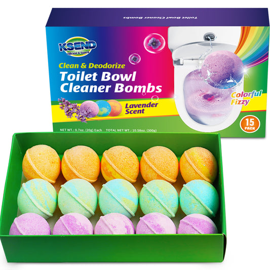 Ksend Toilet Bowl Cleaners - 15 Pack Fizzy & Colorful Natural Toilet Bowl Cleaner Tablets, Toilet Bowl Cleaner Bombs for a Fresh and Sparkling Toilet